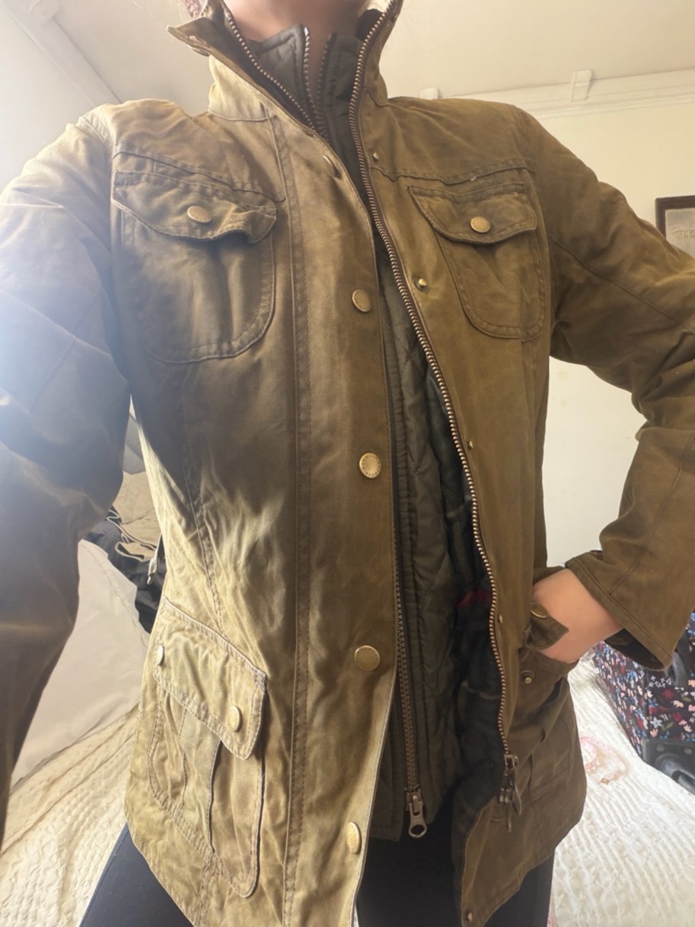 Barbour Ashley Waxed Jacket with Quilted Liner size U.S. 8 - Picture 10 of 10
